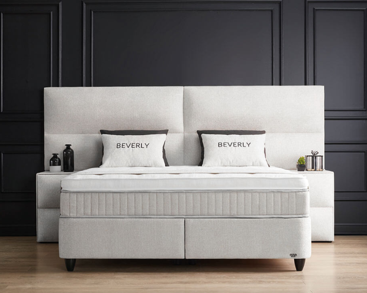 Opberg Boxspring Beverly – Licht beige - Bedworld B.V.